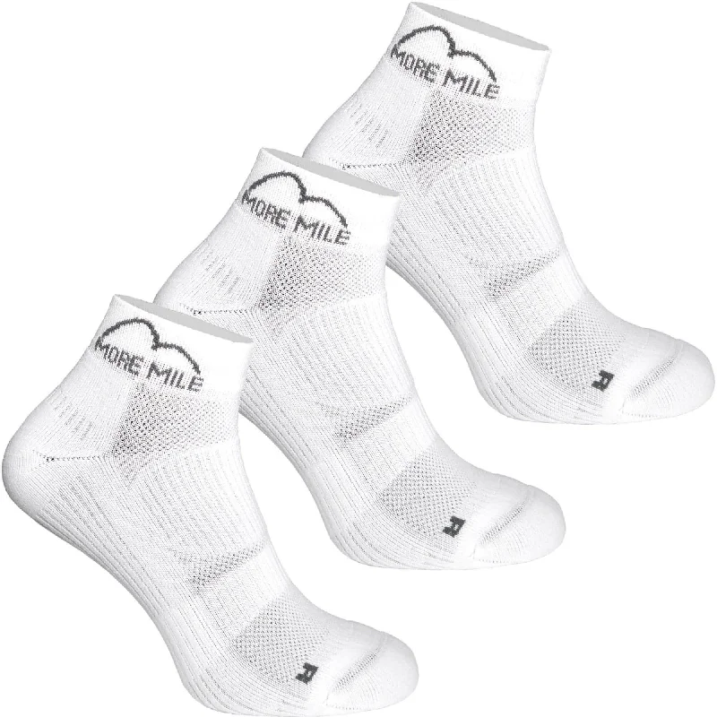 Stretchable men's socks for a flexible fitMore Mile London 2.0 (3 Pack) Eco Friendly Running Socks - White Stretchable men's socks for a flexible fitMore Mile London 2.0 (3 Pack) Eco Friendly Running Socks - White
