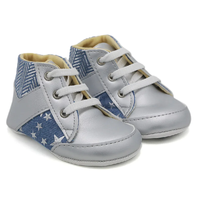 Newborn Girls Booties Shoes - Silver