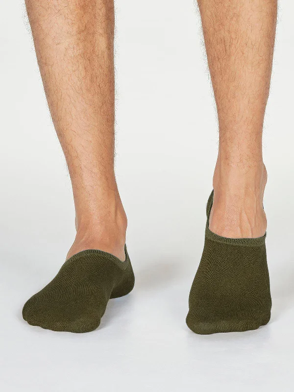 Patterned men's socks with geometric designsNo Show Socks - Khaki Green