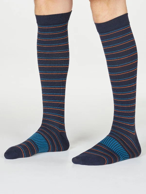 Athletic men's socks with arch supportPERRY STRIPE FLIGHT SOCKS - NAVY