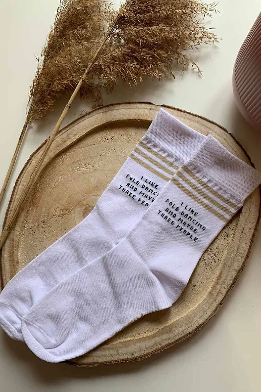 Knee - high men's socks for a vintage styleREV ACTIV I Like Pole Dancing Socks - White Knee - high men's socks for a vintage styleREV ACTIV I Like Pole Dancing Socks - White