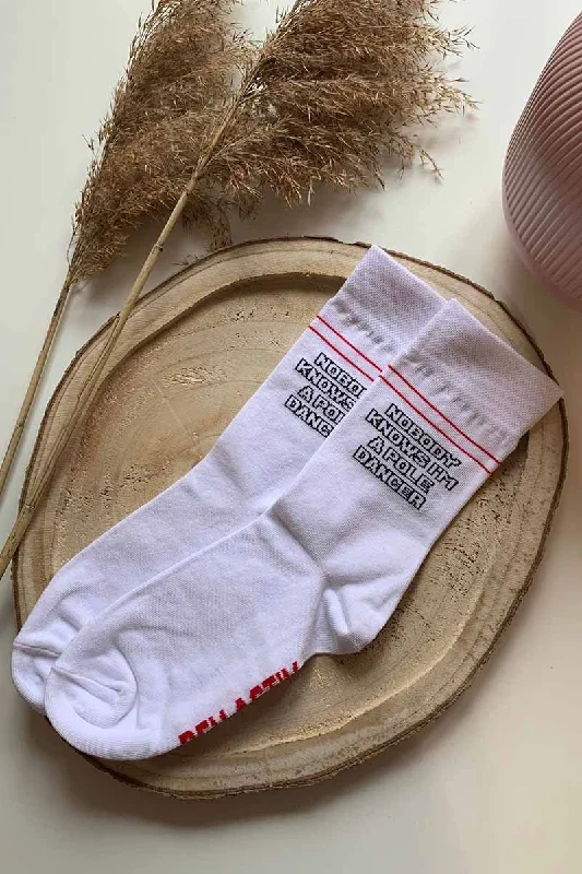 Bamboo men's socks for natural antibacterial propertiesREV ACTIV Nobody Knows I'm a Poledancer Socks - White Bamboo men's socks for natural antibacterial propertiesREV ACTIV Nobody Knows I'm a Poledancer Socks - White