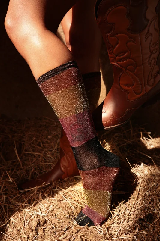 Patterned men's socks with geometric designsRolling Calf High Socks - Florence