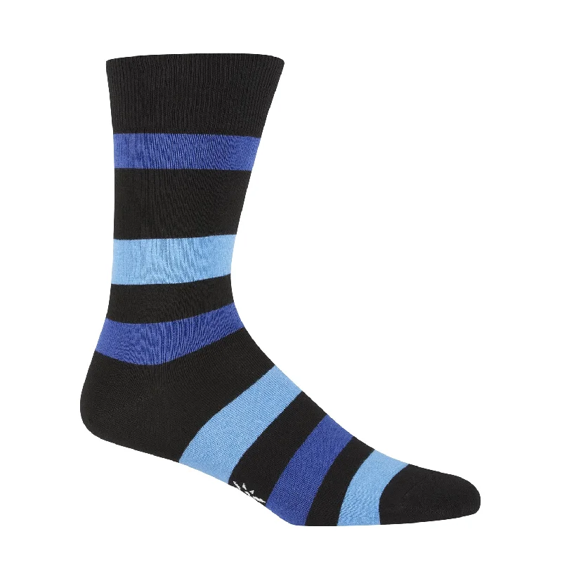 Men's colorful crew socks with a stripe patternSock It To Me Men's Crew Socks - Black & Blue Stripe Men's colorful crew socks with a stripe patternSock It To Me Men's Crew Socks - Black & Blue Stripe