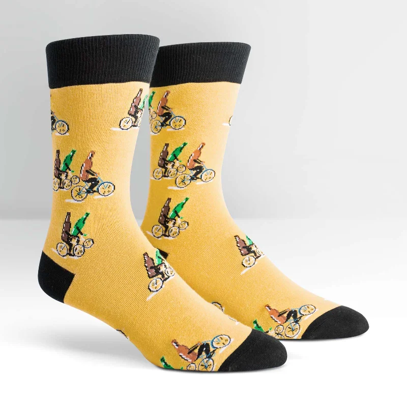 Men's crew socks using spandex for stretch and a snug fitSock It To Me Men's Crew Socks - Beers on Bikes Men's crew socks using spandex for stretch and a snug fitSock It To Me Men's Crew Socks - Beers on Bikes