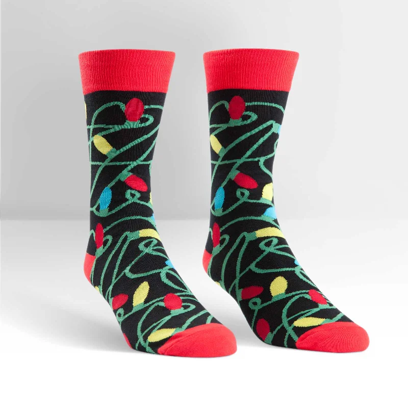 Men's crew socks with a nylon reinforcement for durabilitySock It To Me Men's Crew Socks - Tangled Lights Men's crew socks with a nylon reinforcement for durabilitySock It To Me Men's Crew Socks - Tangled Lights