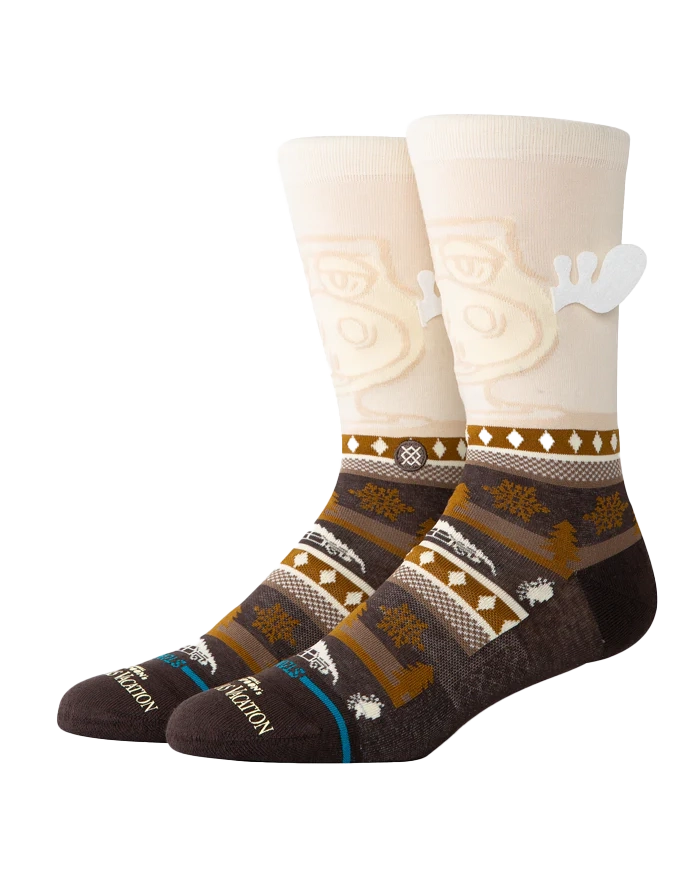 Thermal men's socks for cold climate protectionHave Eggnog Crew Socks in Dark Brown