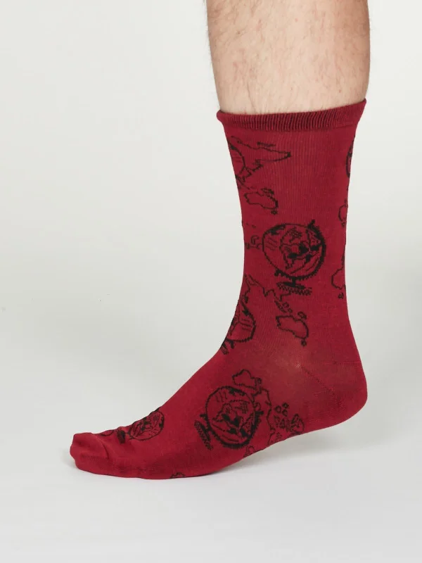 Thermal men's socks for cold climate protectionThaddens Socks - Cranberry
