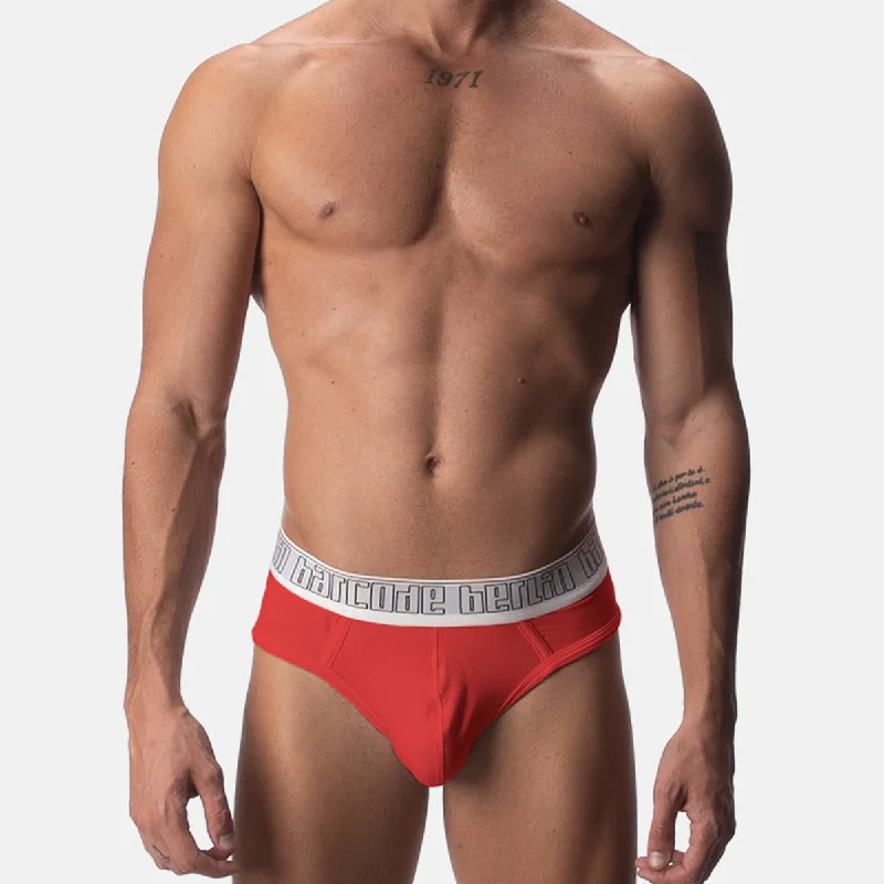 Designer - label men's briefs for high - end fashionBarcode Berlin Hip Brief Red White Designer - label men's briefs for high - end fashionBarcode Berlin Hip Brief Red White