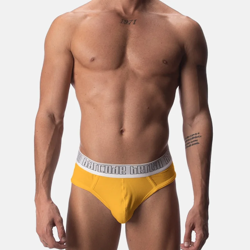 Light - weight men's briefs for summer wearBarcode Berlin Hip Brief Yellow White