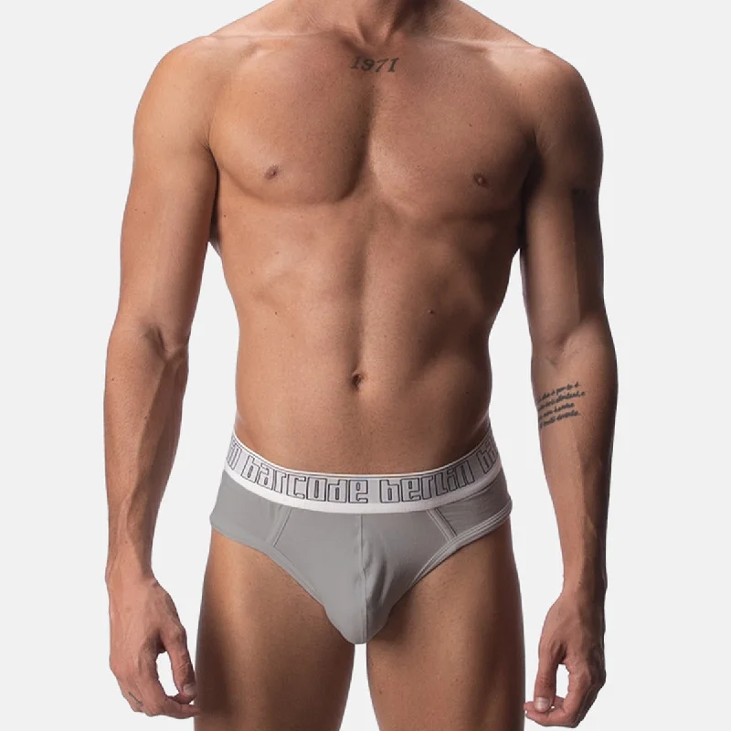 Antimicrobial men's briefs for hygieneBarcode Berlin Hip Brief Grey White