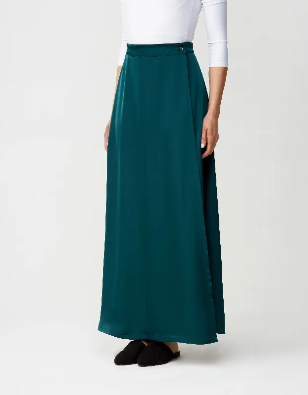 Men's robes made from sustainable materials33"-40" Mock Wrap Satin Skirt Emerald