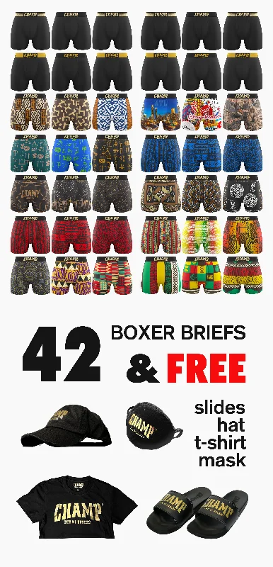 Printed men's boxer briefs with fun designs42 BOXER BRIEFS - PLUS FREE SLIDES, FREE HAT, FREE T-SHIRT, FREE MASK Printed men's boxer briefs with fun designs42 BOXER BRIEFS - PLUS FREE SLIDES, FREE HAT, FREE T-SHIRT, FREE MASK