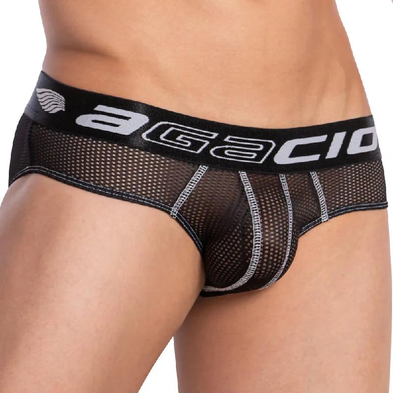 Soft cotton men's briefs for ultimate comfortAgacio AGJ026 Mesh Panel Brief