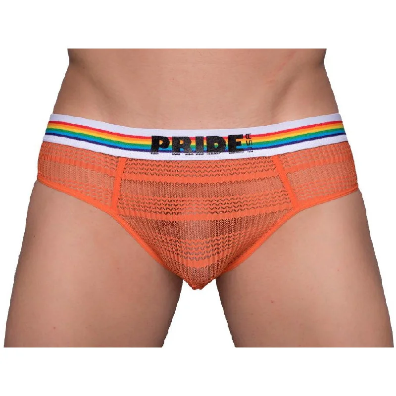 Men's briefs with a supportive pouch designPride Sheer Mesh Archery Brief