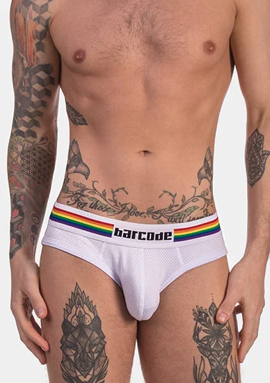 Patterned men's briefs with unique printsBarcode Berlin Pride Brief White
