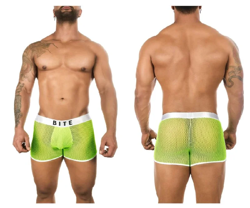 Men's boxer briefs with a soft elastic leg bandBiteWear BW2023107 Bright Kumquat Trunks Color Green