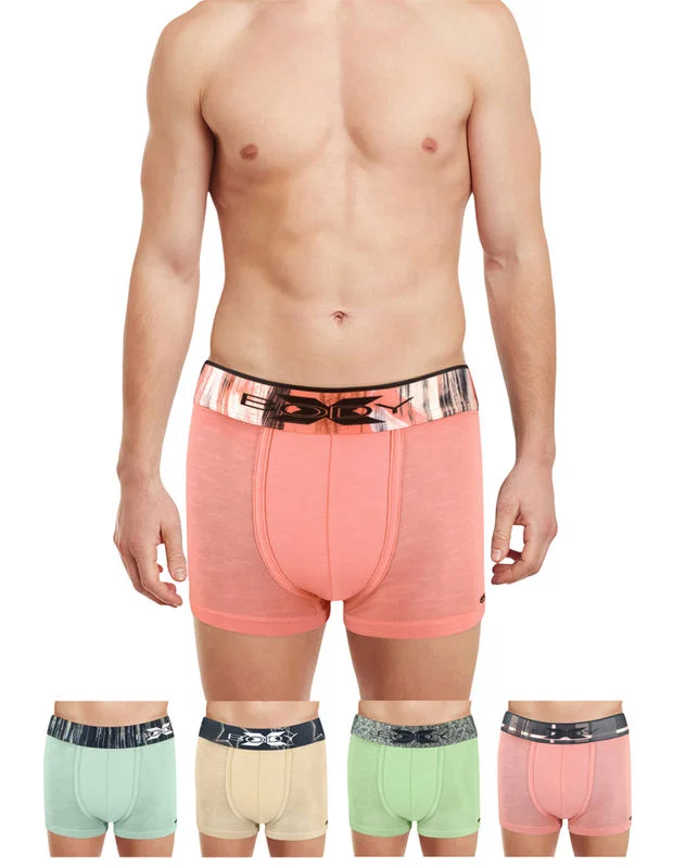 Stretch - lycra men's trunks for flexibilityBody X Elaganza Solid Trunks Pack of 5 -BX34T-L-Assorted Stretch - lycra men's trunks for flexibilityBody X Elaganza Solid Trunks Pack of 5 -BX34T-L-Assorted