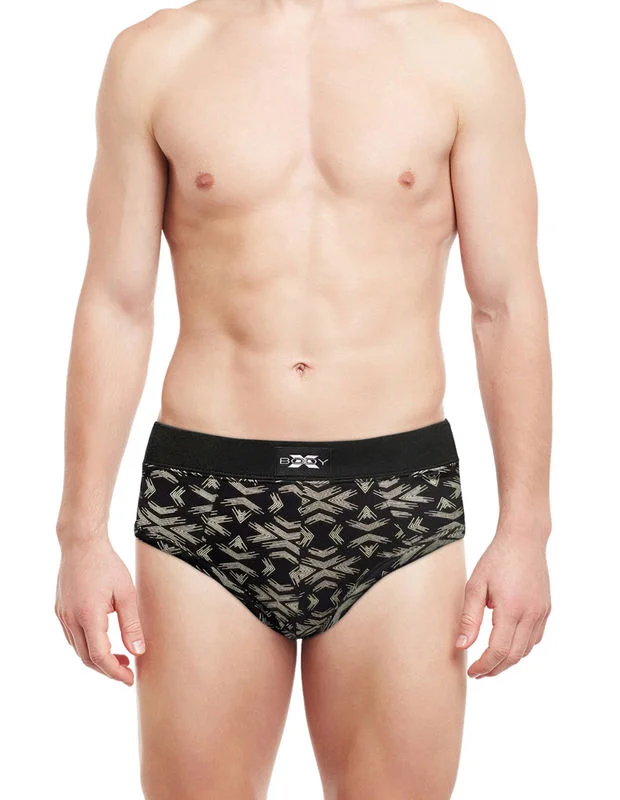 Full - back men's briefs for maximum coverageBody X Printed Briefs-BX06B Black Print Full - back men's briefs for maximum coverageBody X Printed Briefs-BX06B Black Print