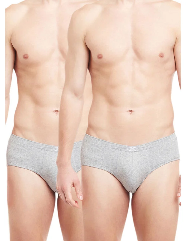 Men's briefs with a quick - dry featureBody X Solid Briefs-Pack of 2-TUTO-Grey Melange Men's briefs with a quick - dry featureBody X Solid Briefs-Pack of 2-TUTO-Grey Melange