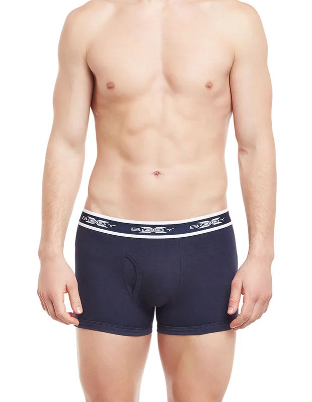 Mid - rise men's trunks for a balanced coverageBody X Solid Trunks-BX20T-Navy