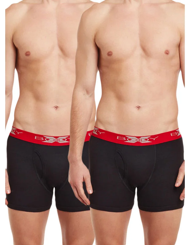 Designer men's trunks with a fashionable edgeBody X Solid Trunks-Pack of 2-BX18T-Black Designer men's trunks with a fashionable edgeBody X Solid Trunks-Pack of 2-BX18T-Black