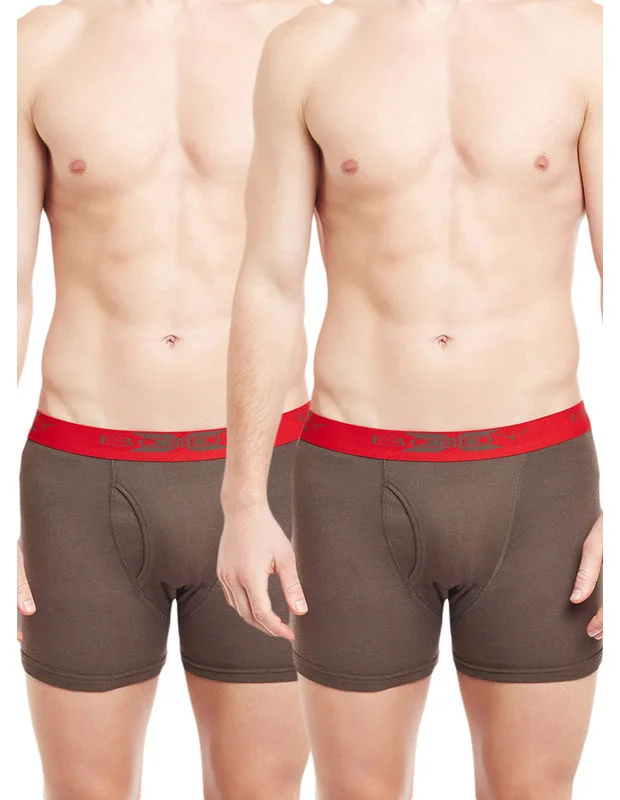 Printed men's trunks with eye - catching motifsBody X Solid Trunks-Pack of 2-BX18T-Coffee Brown Printed men's trunks with eye - catching motifsBody X Solid Trunks-Pack of 2-BX18T-Coffee Brown