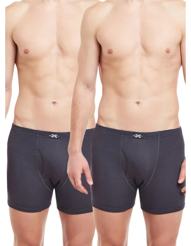 Stretch - lycra men's trunks for flexibilityBody X Solid Trunks-Pack of 2-BX19T-Steel Grey