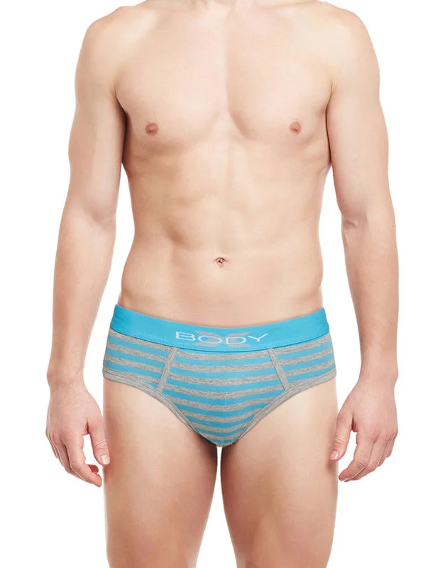 Low - cut men's briefs for a discreet appearanceBody X Striped Briefs-BX03B Turquoise