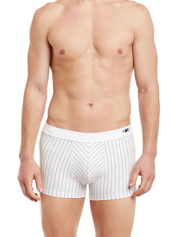 Printed men's trunks with eye - catching motifsBody X Striped Trunks-BX30T-White