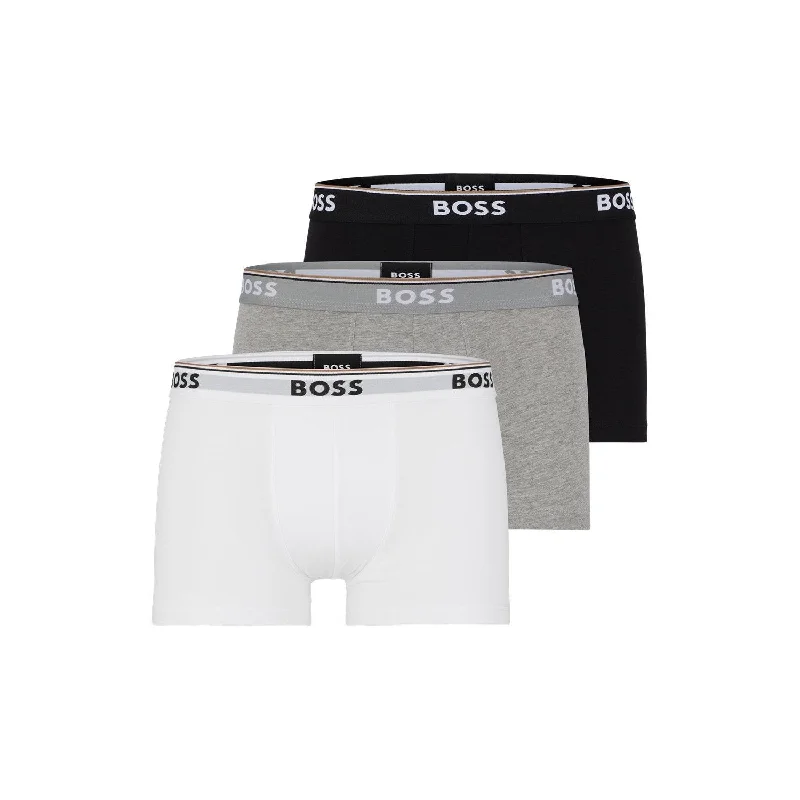 Breathable men's trunks for all - day wearBOSS 3 Pack Power Cotton Stretch Trunks - Black/White/Grey Breathable men's trunks for all - day wearBOSS 3 Pack Power Cotton Stretch Trunks - Black/White/Grey