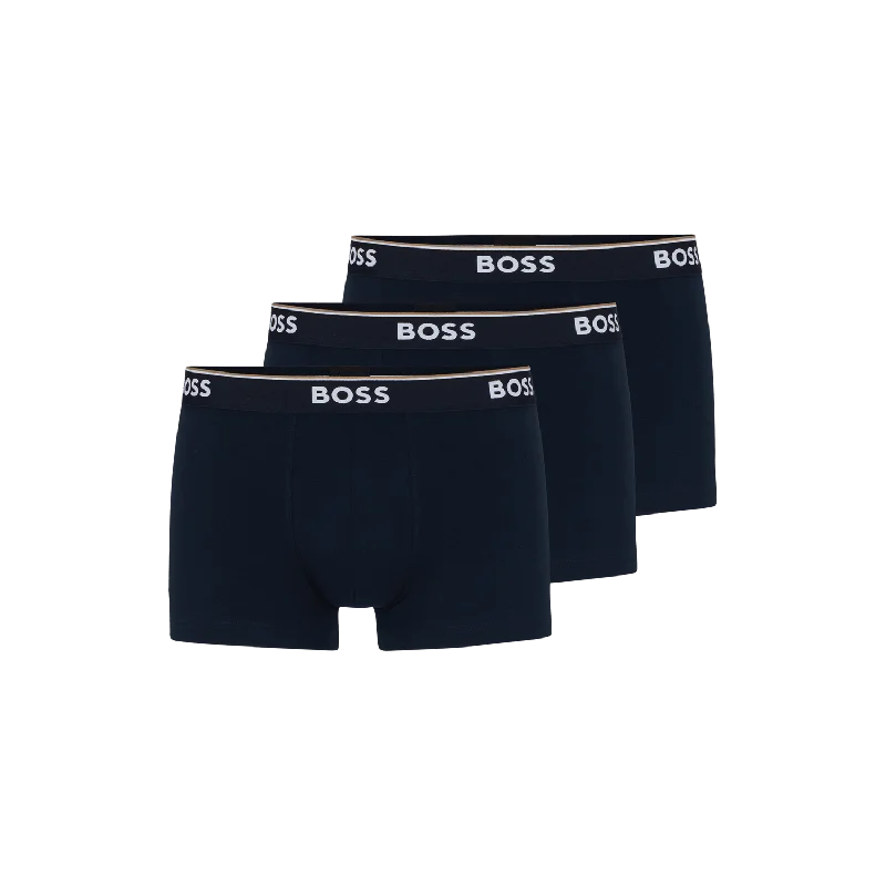 Designer men's trunks with a fashionable edgeBOSS 3 Pack Power Cotton Stretch Trunks - Navy Designer men's trunks with a fashionable edgeBOSS 3 Pack Power Cotton Stretch Trunks - Navy