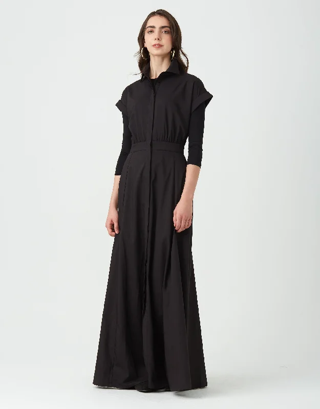 Embroidered men's robes for a touch of eleganceButton Down Poplin Cuffed Sleeveless Shirtdress Black Embroidered men's robes for a touch of eleganceButton Down Poplin Cuffed Sleeveless Shirtdress Black