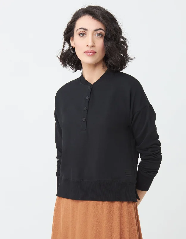 Waffle - weave men's robes for a textured feelButton Top with Split Rib Black