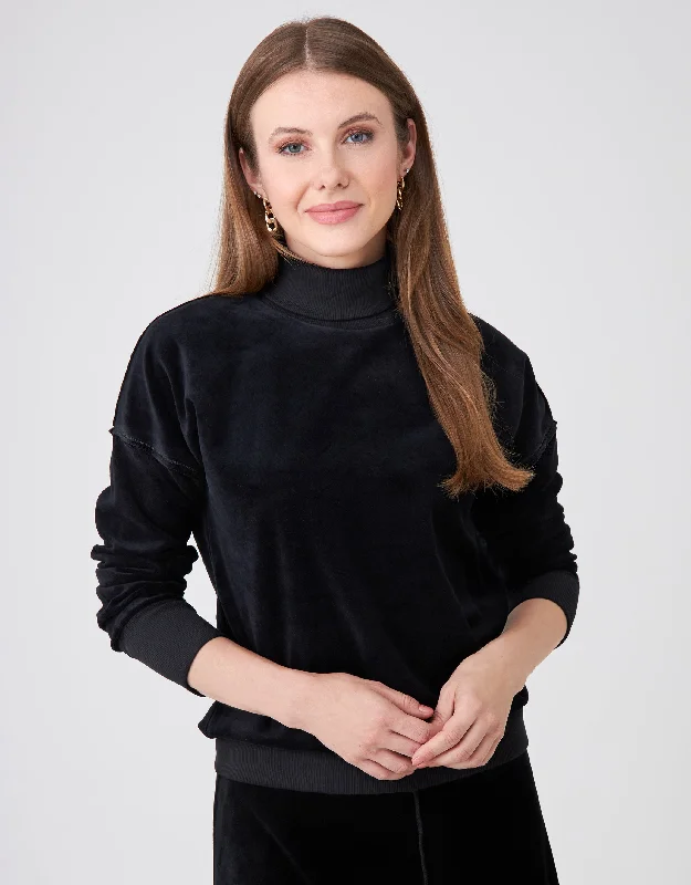 Embroidered men's robes for a touch of eleganceCactus® Velour Raw Edged Turtle Neck Top Black Embroidered men's robes for a touch of eleganceCactus® Velour Raw Edged Turtle Neck Top Black