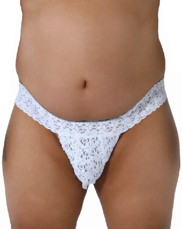 Cotton men's thongs for basic comfortCandyman 99315x  Peek A Boo Lace Thongs White
