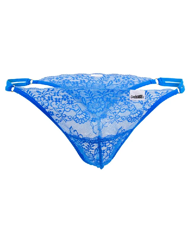 Elastic - banded men's thongs for a secure fitCandyman 99421x Lace G-string Thongs Grey & Blue