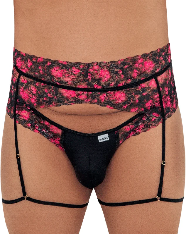 Cotton men's thongs for basic comfortCandyman 99576x Lace Garter Thongs Black Print