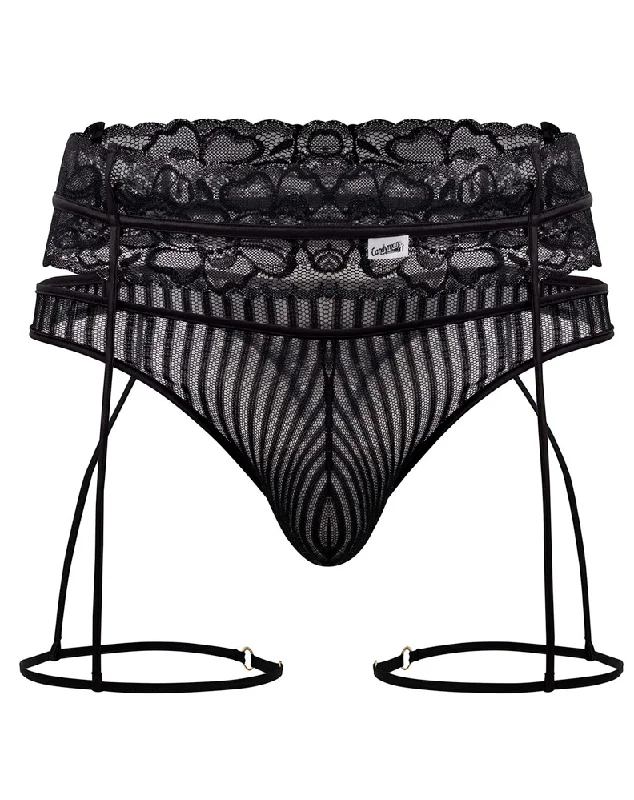 Rhinestone - embellished men's thongs for glamourCandyman 99648 Garter Thongs Black