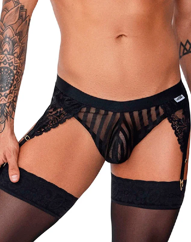 Stretch - lycra men's thongs for flexibilityCandyman 99766 Garter Thongs Black