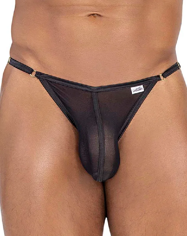 Elastic - banded men's thongs for a secure fitCandyman 99776 Mesh Thongs Black