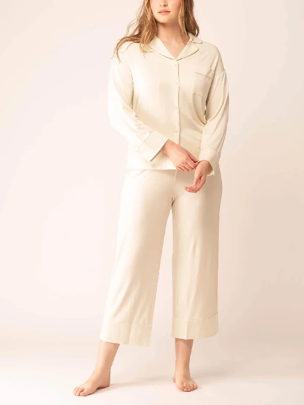 Men's robes with a satin trim for added sophisticationClassic Cozy Button-Up Pajama Top 2.0