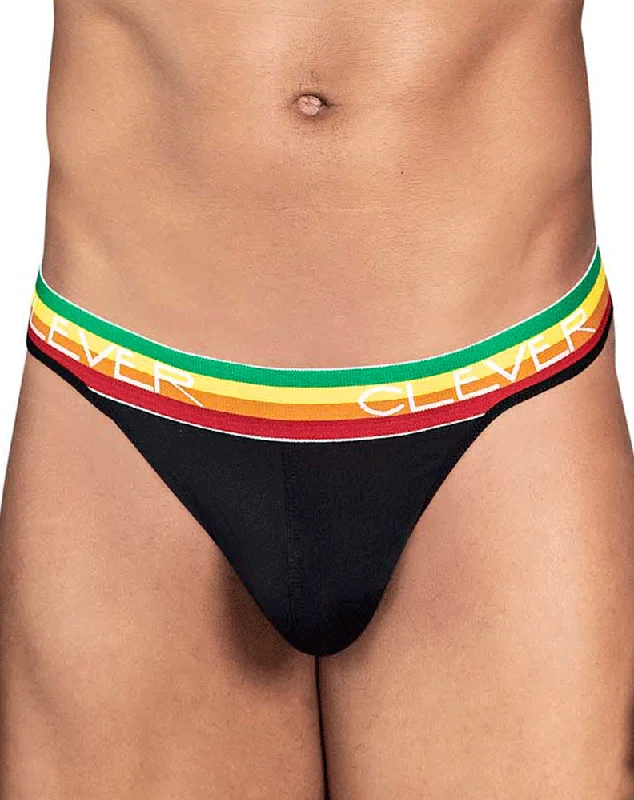 Elastic - banded men's thongs for a secure fitClever 0939 Orion Thongs Black