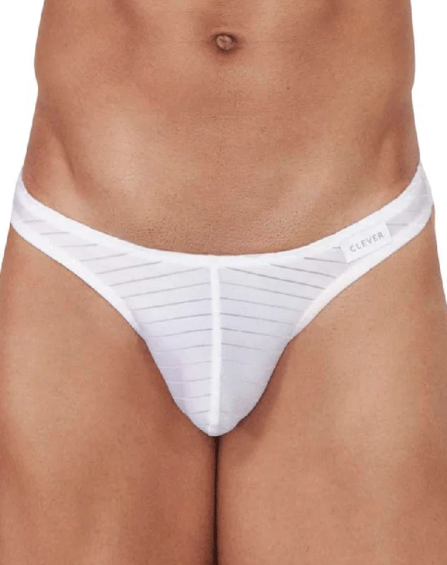 Rhinestone - embellished men's thongs for glamourClever 1450 Sainted Thongs White