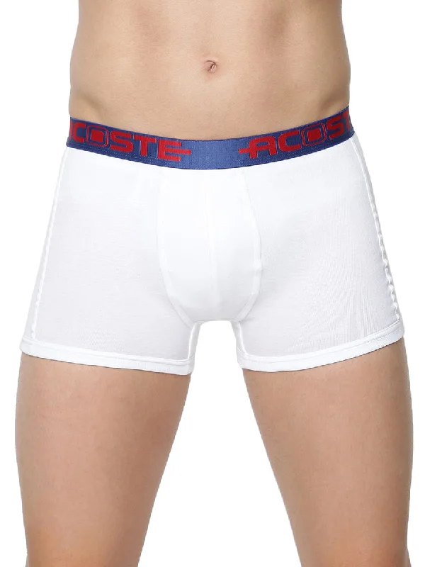 Mid - rise men's trunks for a balanced coverageCombed Rib Spandex Outer Elastic Shorts White Acoste 1014 (2PCs Pack) Mid - rise men's trunks for a balanced coverageCombed Rib Spandex Outer Elastic Shorts White Acoste 1014 (2PCs Pack)