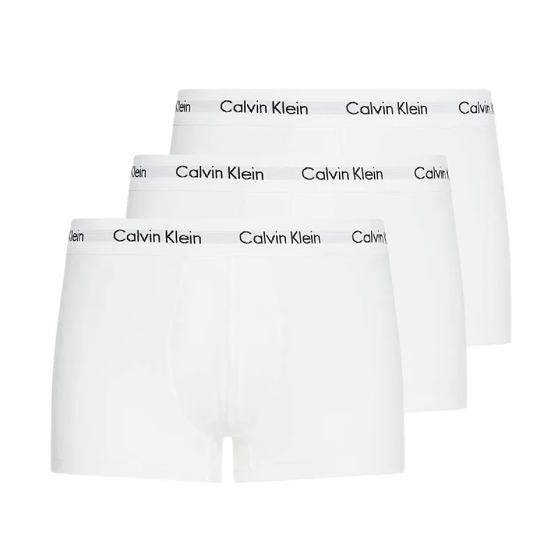 Organic men's trunks for an eco - conscious optionCalvin Klein 3 Pack Cotton Stretch Low Rise Trunks - White