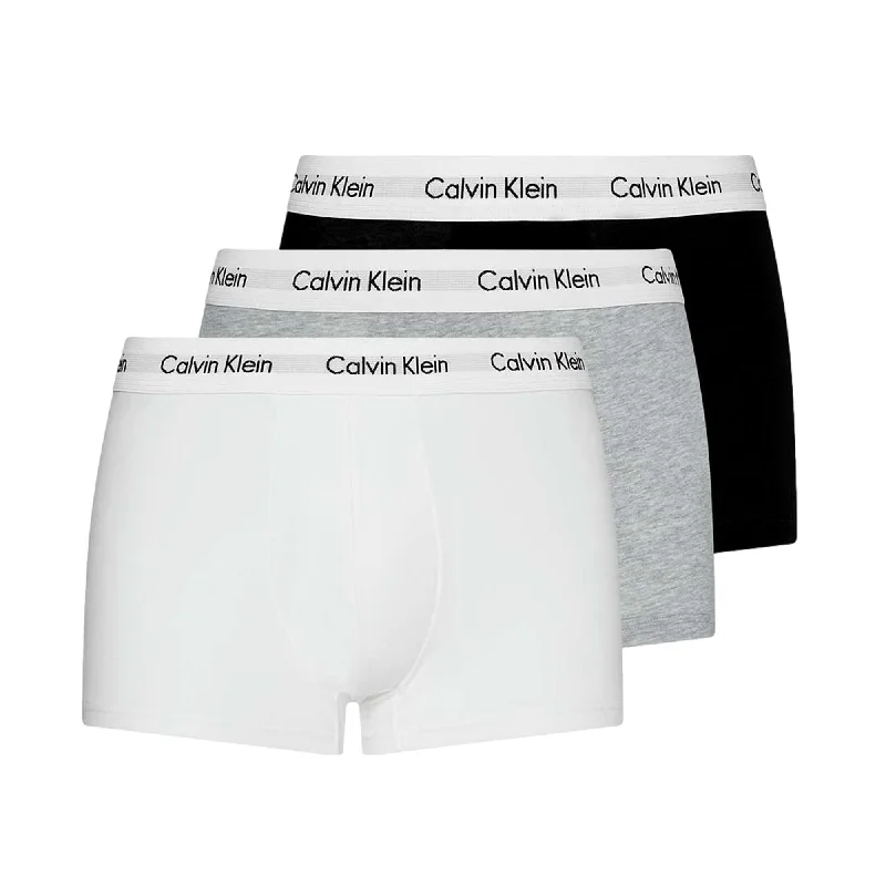 Men's trunks with a quick - dry fabricCalvin Klein 3 Pack Cotton Stretch Low Rise Trunks - Black/White/Grey Heather Men's trunks with a quick - dry fabricCalvin Klein 3 Pack Cotton Stretch Low Rise Trunks - Black/White/Grey Heather