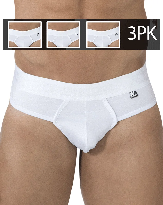 Glittery men's thongs for a party lookXtremen 91031-3 3pk Piping Thong White