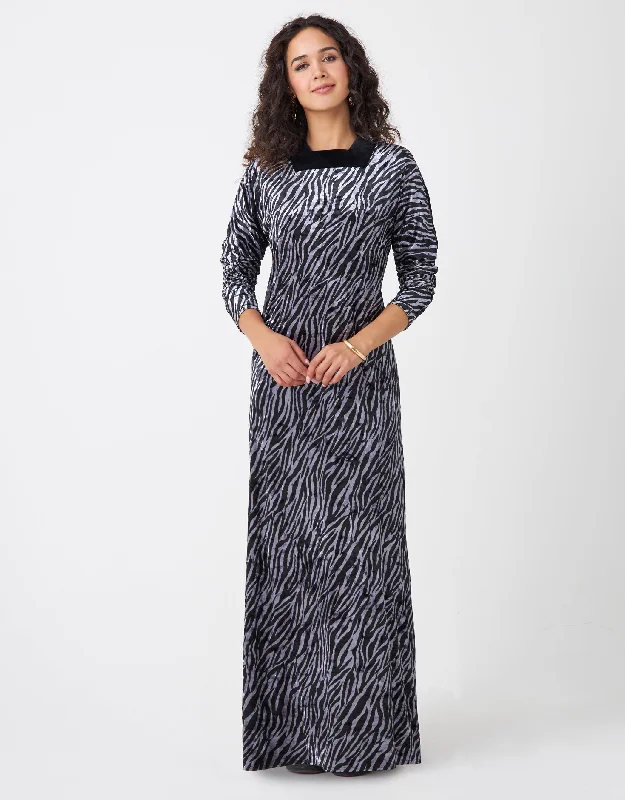 Loungewear - style men's robes for casual daysCrushed Velvet Square Neck Maxi Dress Shabbos Robe Gray Zebra Loungewear - style men's robes for casual daysCrushed Velvet Square Neck Maxi Dress Shabbos Robe Gray Zebra