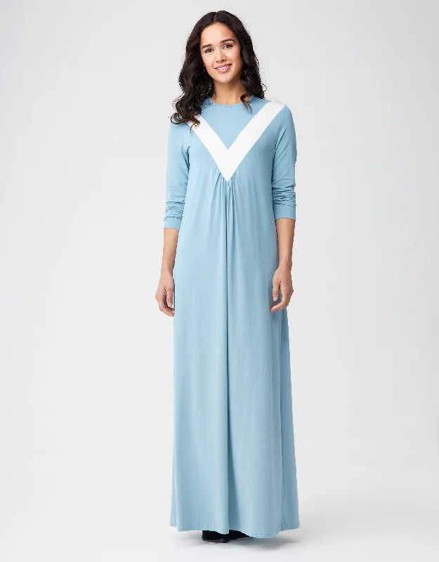 Men's robes with multiple pockets for convenienceDeep V Color Block Nightgown Soft Blue Men's robes with multiple pockets for convenienceDeep V Color Block Nightgown Soft Blue